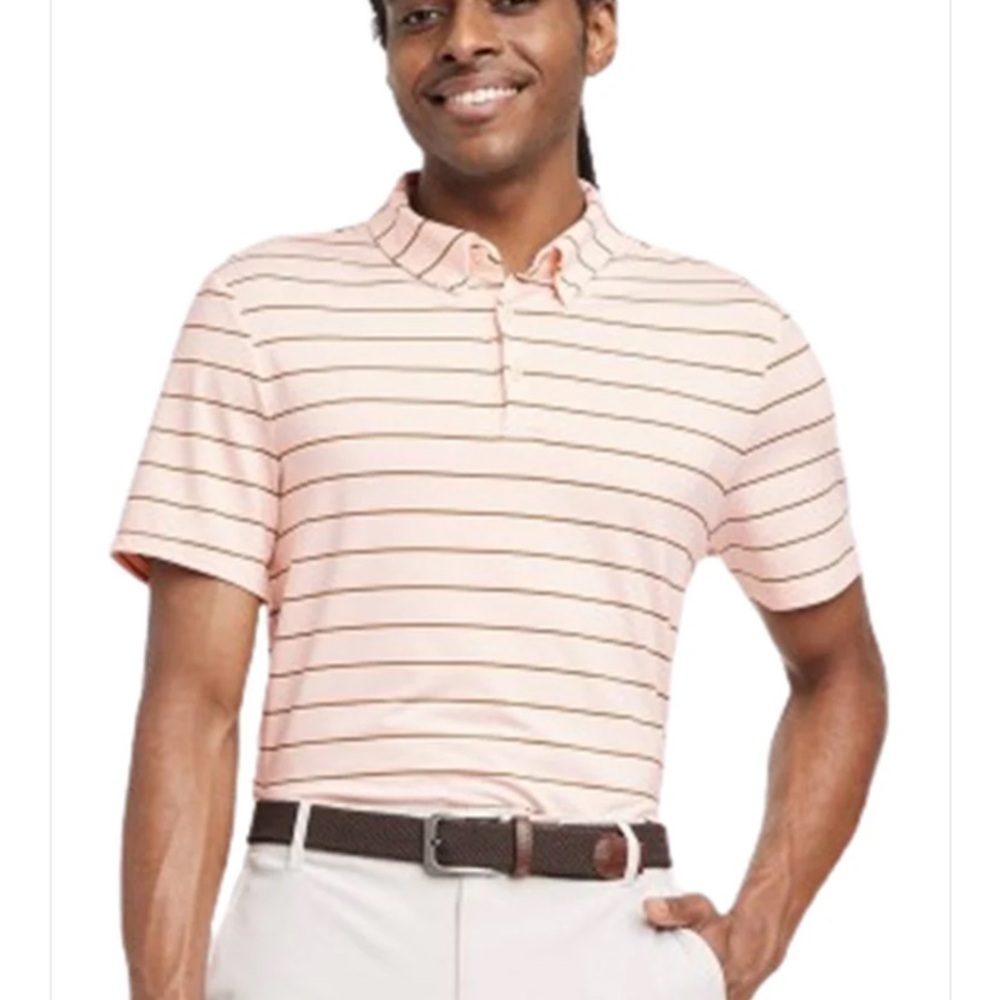 Men's Striped Golf Polo Shirt - All in Motion peach nwt